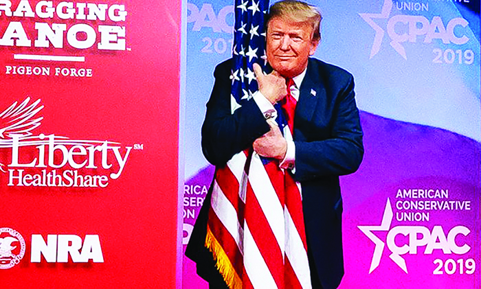 Trump Hugging Flag
